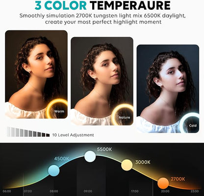 Weilisi 12'' Ring Light with Stand 72'' Tall & 2 Phone Holders, 38 Color Modes - Image 6