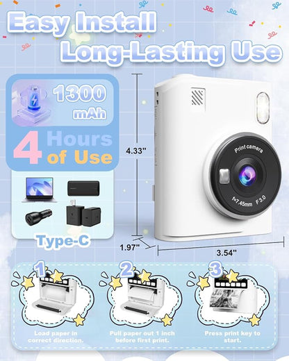 Instant Print Camera for Kids, 1080P Instant Digital Print Cameras for Toddler - Image 4