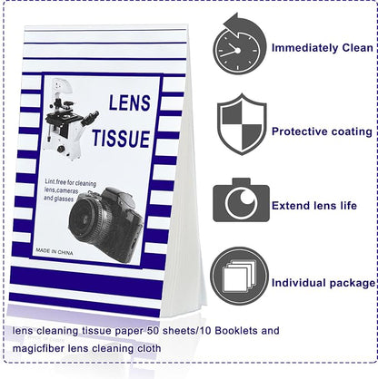 500 Pieces Lens Cleaning Paper Tissue and 2 Double Sided Cleaning Cloth-Lens - Image 2