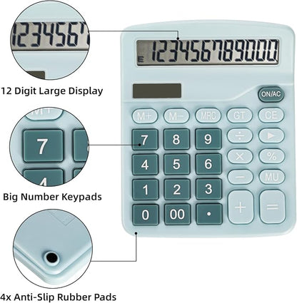 Noamus 4 Pack Handheld Desktop Calculators, Solar Battery Dual Power Basic - Image 3