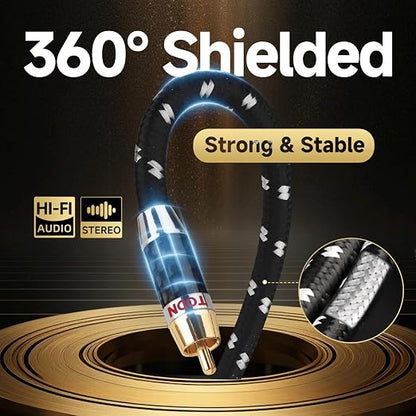 TODN HiFi RCA Audio Cables for Audiophile Shielded RCA Male to Male Cable for - Image 4