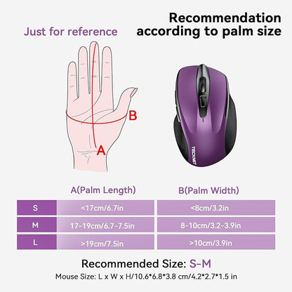 TECKNET Wireless Mouse Rechargeable 4800 DPI Silent USB A & Bluetooth Mouse 6 - Image 4