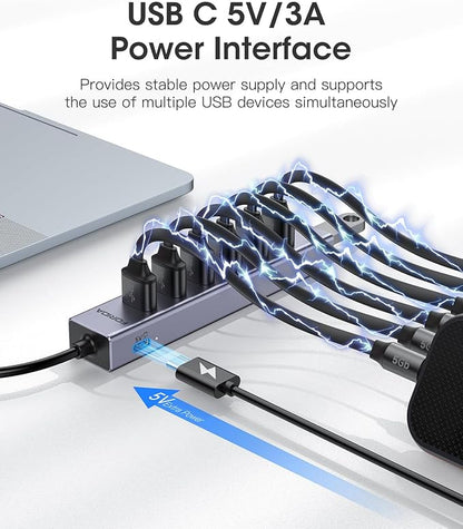 FORIDA Aluminum Alloy 8 Port USB Hub Long Cable USB Splitter - Image 4