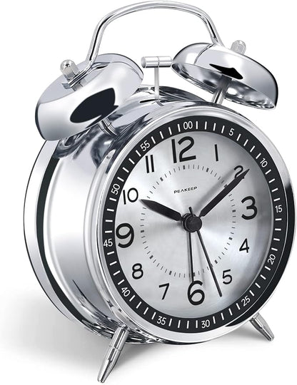 Peakeep Loud Alarm Clock for Heavy Sleepers Adults, Metal 4.5" Twin Bell by PEAKEEP