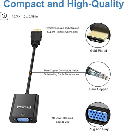 HDMI to VGA, 2 Pack, Uni-Directional Gold-Plated HDMI to VGA Adapter - Image 5