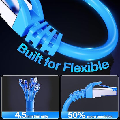 Cat6A Ethernet Cable Shielded 10Gbps 20 ft, Slim Shielded Ethernet Cable Cat 6 - Image 4