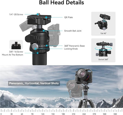 SmallRig AP-20 Carbon Fiber Tripod, 62.2" Camera Tripod Monopod - Image 8