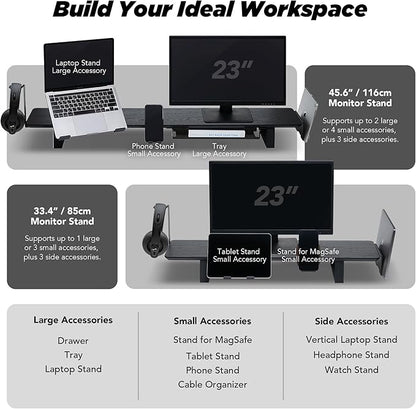 Moodular Wooden Monitor Stand 45.6” Large Desk Organizer - Image 6