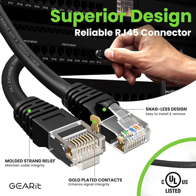 GEARit Cat 6 Ethernet Cable Pack Ð 1-Pack 20 ft Cat6 Ethernet Patch Cables | - Image 4