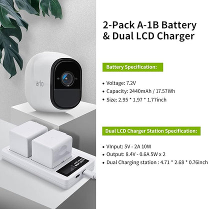 2- Pack Batteries and Charger for arlo Pro, Pro 2 Camera, 2440mAh Rechargeable - Image 4