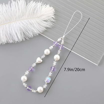Beaded Phone Charm Lanyard Strap Girly Style Fixed Beads Pearl Lanyards - Image 5