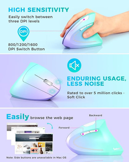 Lekvey Ergonomic Mouse, Vertical Wireless Mouse, Rechargeable 2.4G Optical - Image 5