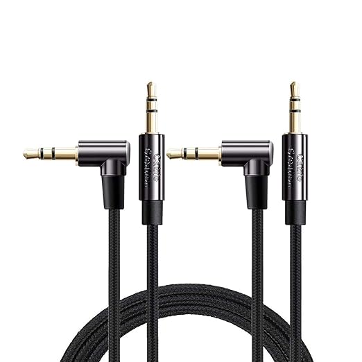 CableCreation 2-Pack 3.5mm Aux Cable 3FT/0.9m, 90 Degree 3.5mm Male to Male by CableCreation