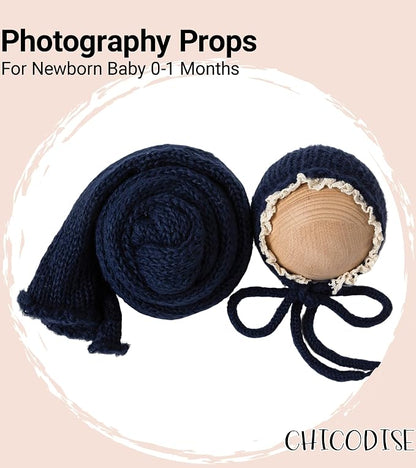 Newborn Photography Props Wraps & Ruffle Edge Bonnet - Image 5