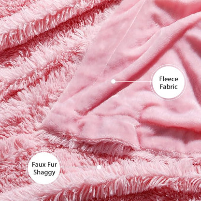 Tuddrom Decorative Extra Soft Faux Fur Blanket Twin Size 70" x 78", Solid - Image 6