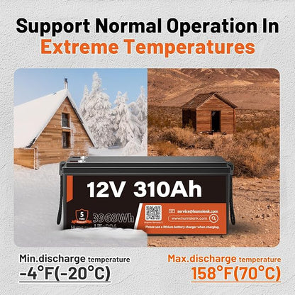 12V 310Ah LiFePO4 Lithium Battery 2PCS– Max. 3968Wh, 15000+ Deep Cycle Battery - Image 5