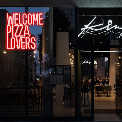Welcome Pizza Lovers Neon Light, Family Restaurant Entertainment Room Food - Image 4