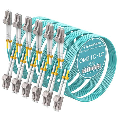 OM3 LC to LC Fiber Patch Cable 5m/16ft 6-Pack, 10Gb/40Gb Multimode Duplex by SpeedyCables