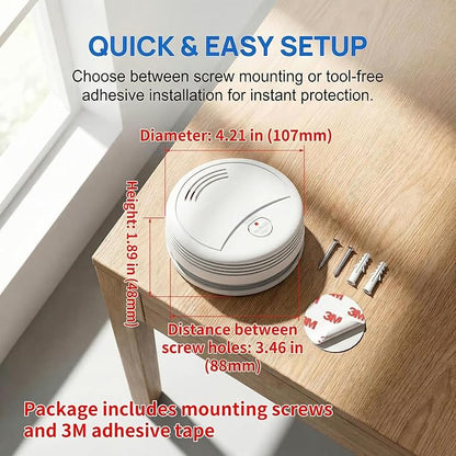 3 Pack Photoelectric Smoke Detector, 10-Year Battery Operated Fire Alarm - Image 2