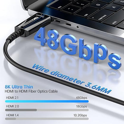 Fiber Optic HDMI Cable 50 FT, 8K Thin HDMI 2.1 Cable, HDMI Cord 48Gbps Ultra - Image 2