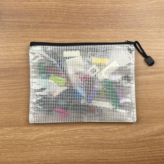 Plastic Mesh Zipper Pouch Document Folders Bag Zip File Bags - Image 6