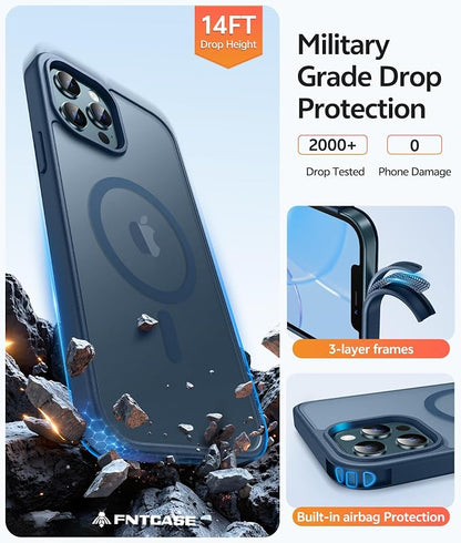 FNTCASE for iPhone 12 Pro Max Case: Translucent Matte Magnetic Phone Cover - Image 5