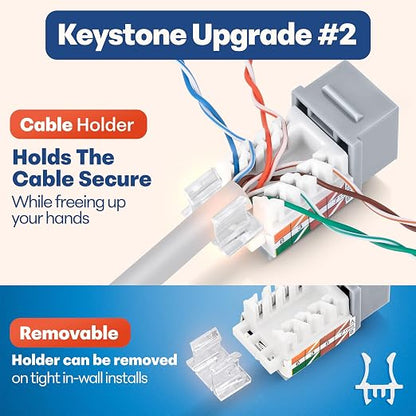Everest 45° Angled RJ45 Cat6 Keystone Jacks 100-Pack in Gray - Image 4