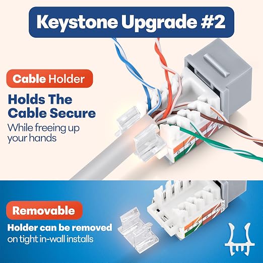 Everest 45° Angled RJ45 Cat6A Keystone Jacks 50-Pack in Gray - Image 4