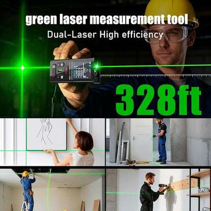 ZC-L387 Laser Measuring Tool 328Ft /100m Dual Green Laser Rangefinder Green - Image 3