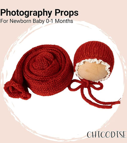 Newborn Photography Props Wraps & Ruffle Edge Bonnet - Image 4