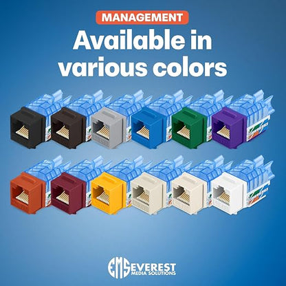 Everest 45° Angled RJ45 Cat5e Keystone Jacks 50-Pack in White - Image 9