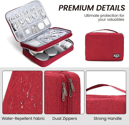Large Electronic Organizer Travel Case, Double Layer Tech Accessories Bag - Image 3