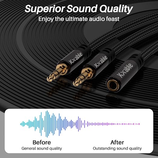 1/8 Inch TRS Stereo Y Splitter Cable 6FT, 3.5mm Female to 2-Male Y-Splitter - Image 6