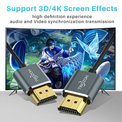 Twozoh Flexible & Slim HDMI Cable 3.3FT 3 Pack, Ultra Thin HDMI Cord Supports - Image 3