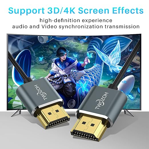Twozoh Flexible & Slim HDMI Cable 1FT 3 Pack, Ultra Thin HDMI Cord Supports - Image 3