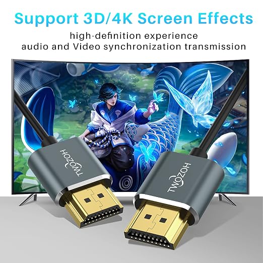 Twozoh Flexible & Slim HDMI Cable 3.3FT 2 Pack, Ultra Thin HDMI Cord Supports - Image 3