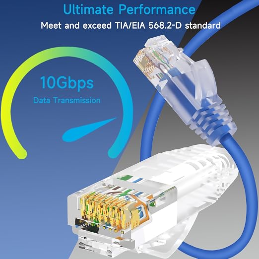Cat6a Slim Ethernet Patch Cable 10 ft, Cat6a Patch Cable - Image 2