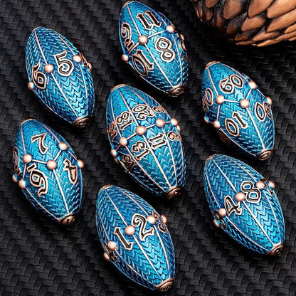 ARUOHHA DND Metal Dice Copper Blue Dragon Egg Dice - Image 6