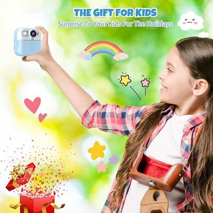 Kid Camera for Boys, Portable Toddler Blue Printing Camera Toy 1080P Video - Image 7