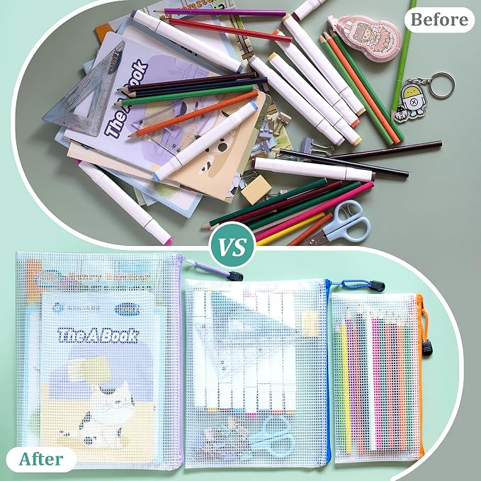 10pcs Mesh Zipper Pouch Bags, 10 Sizes Zipper Bags - Image 4
