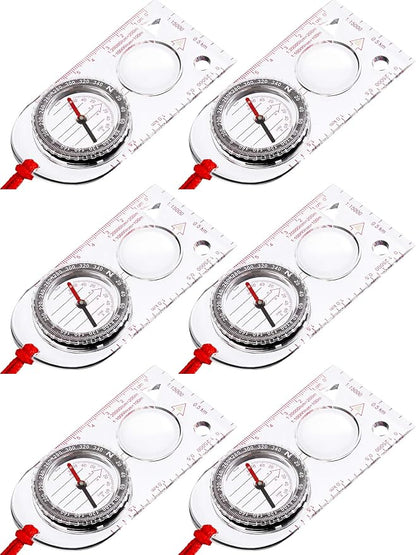 Gejoy 6 Pcs Orienteering Compass Bulk Portable Survival Compass Scout Learning by Unknown