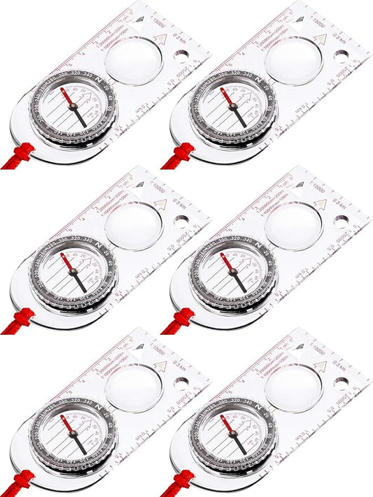 Gejoy 6 Pcs Orienteering Compass Bulk Portable Survival Compass Scout Learning by Unknown