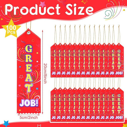 Wavwavw 100 Pcs Great Job Award Ribbons Bulk 8" x 2" Prizes Ribbons - Image 2