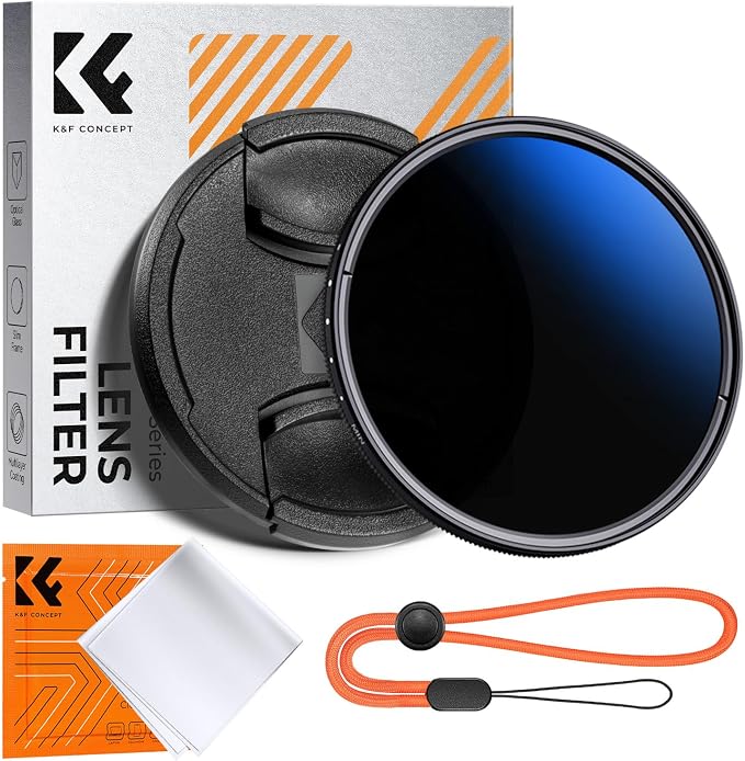 K&F CONCEPT 72mm Variable ND Camera Lens Filter ND2-ND400 + Lens Filter Cap + by KFCONCEPT