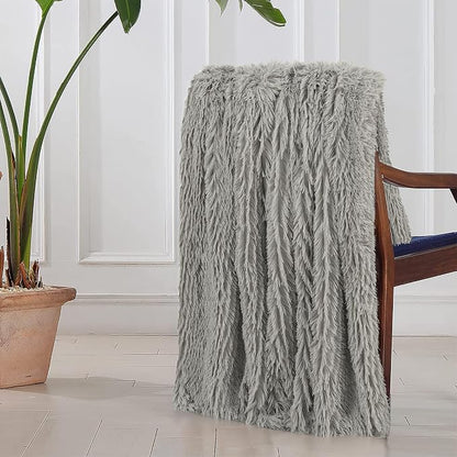 Tuddrom Decorative Extra Soft Fuzzy Faux Fur Throw Blanket 50" x 60", Solid - Image 5