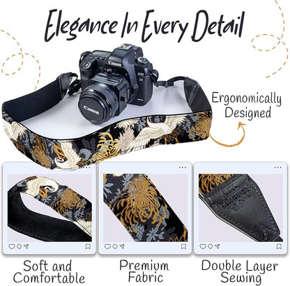 Art Tribute Camera Strap, Vintage Embroidered Neck Shoulder & Crossbody Camera - Image 3