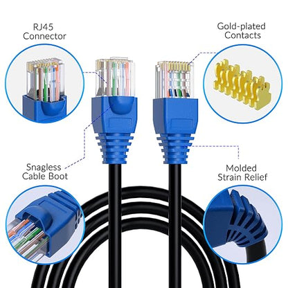 Cat6 Outdoor Ethernet Cable 100ft, Heavy Duty Double Jackets Internet Cord - Image 3