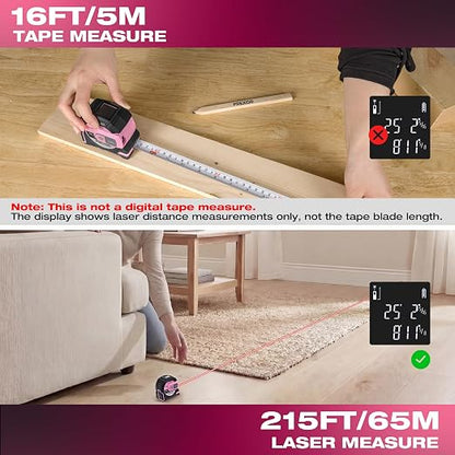 PREXISO 2-in-1 Laser Tape Measure- 215Ft Laser Measuring Tool & 16Ft Measuring - Image 2