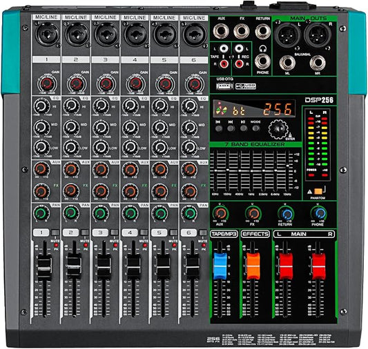 Depusheng PA6 professional DJ audio mixer 6 channel input built-in 256 kinds of by Depusheng