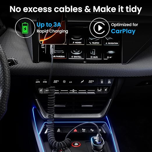 Coiled USB C to USB C Cable 2Pack 3FT Braided Retractable Fast Charging Cable - Image 2